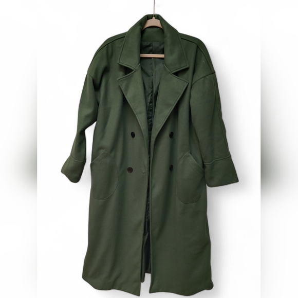 Jackets & Blazers - Women's Green Double-Breasted Coat